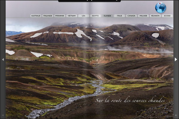 Double page d'ouverture de l'article sur l'Islande dans Repérages Voyages numéro 7
